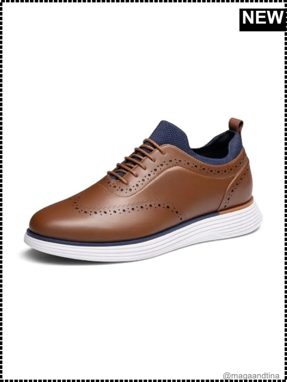 Men's MaxFlex Dress Sneakers Oxfords Faux Leather Knit Wingtip Cushioned